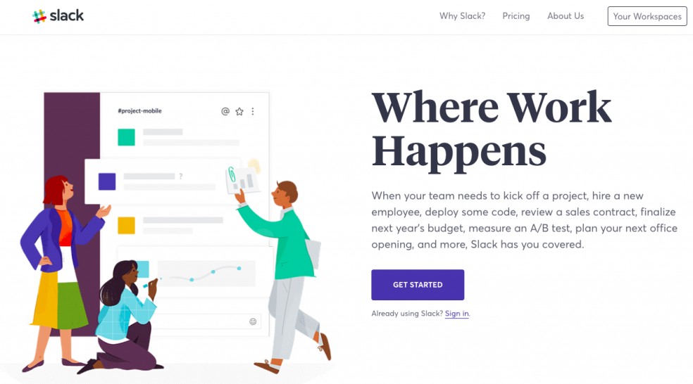 landing page example slack