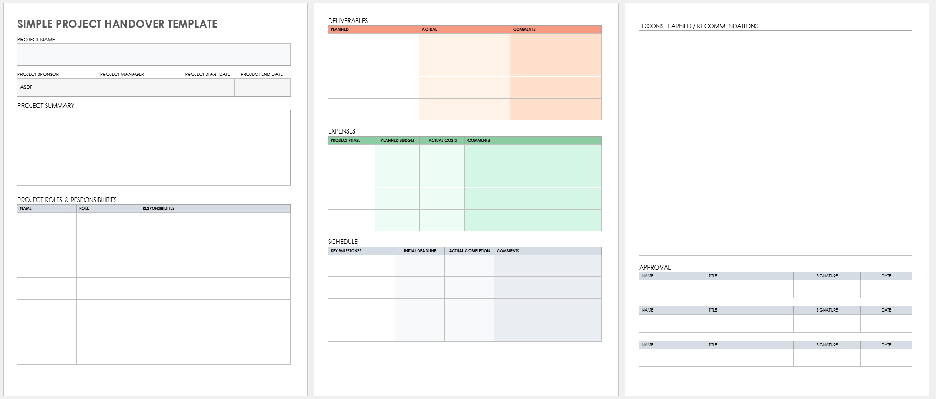 document de passation de projet